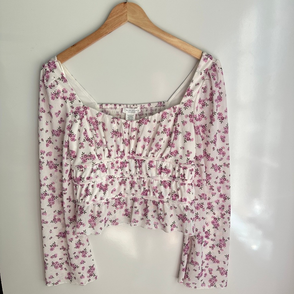 Kirious Los Floral Top Cropped Coquette Fairy Romance Cottage Boho Large - Picture 8 of 11